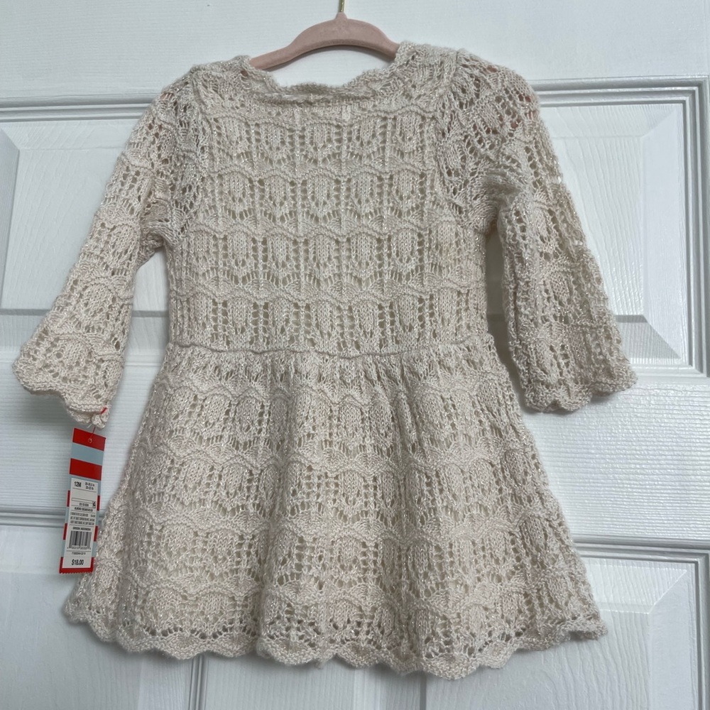 Cat & Jack 12M Almond Sweater Crochet Baby Dress